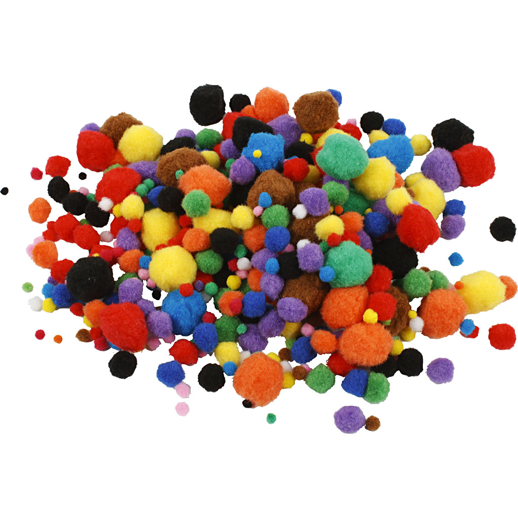 Creotime Pom-Poms, d: 5-40 mm, 150 assorti