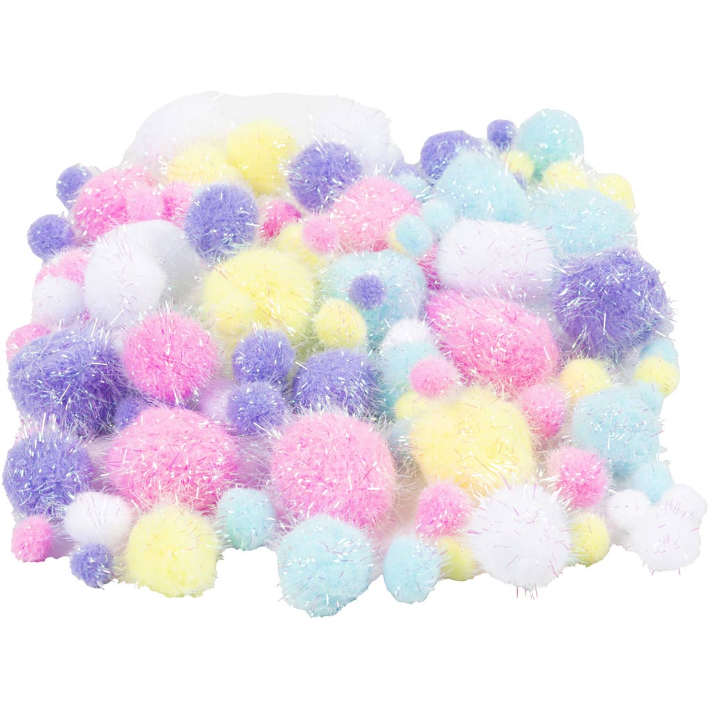 pom-poms pastelkleuren, 62gr.