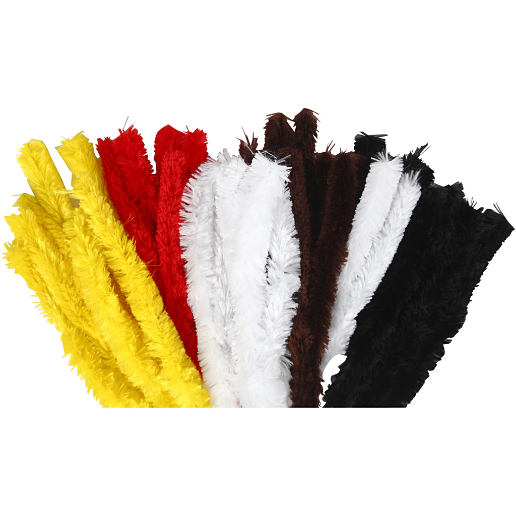 Chenilledraad, L: 40 cm, dikte 30 mm, diverse kleuren, 48 stuk/ 1 doos