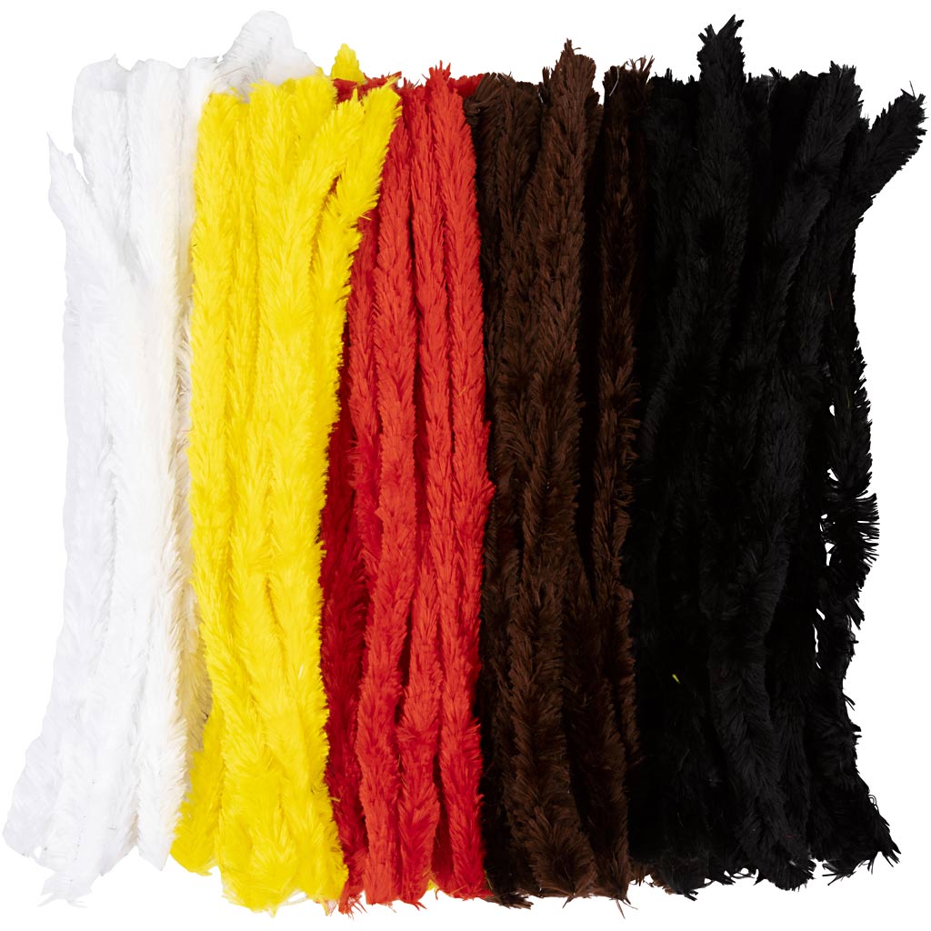 Chenilledraad, L: 40 cm, diverse kleuren, 96 stuk/ 1 doos