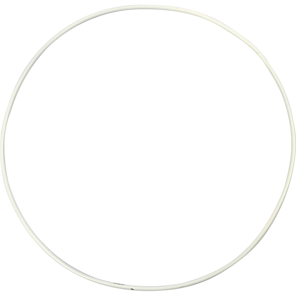 Metalen draadring, d: 20 cm, dikte 3 mm, wit, 5 stuk/ 1 doos