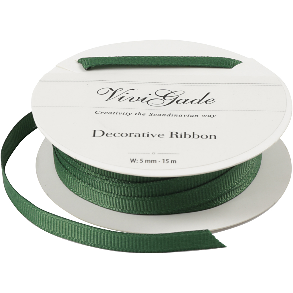 Decoratie lint, B: 6 mm, groen, 15 m/ 1 rol