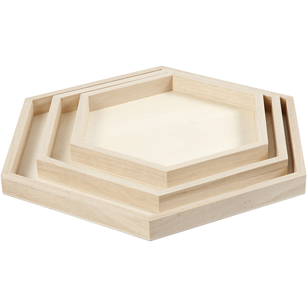 Creotime Dienbladen Hout Set 3 Stuks