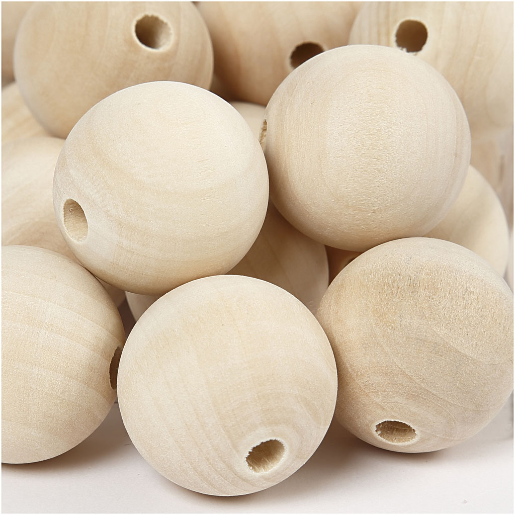 Houten kralen, d: 30 mm, china berry, 50 stuks