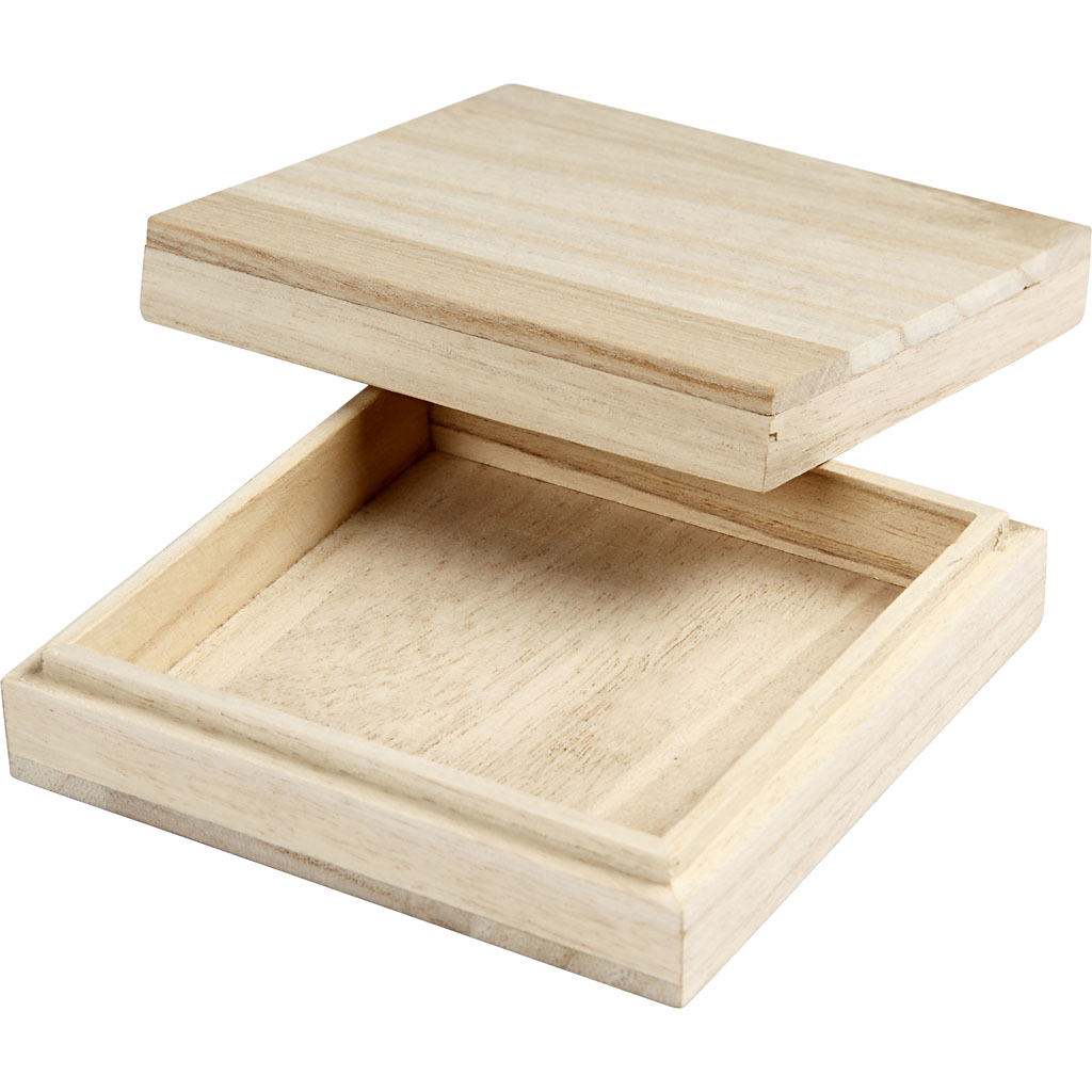 Creotime Doos Met Deksel Hout 10 X 10 Cm Blank Per Stuk