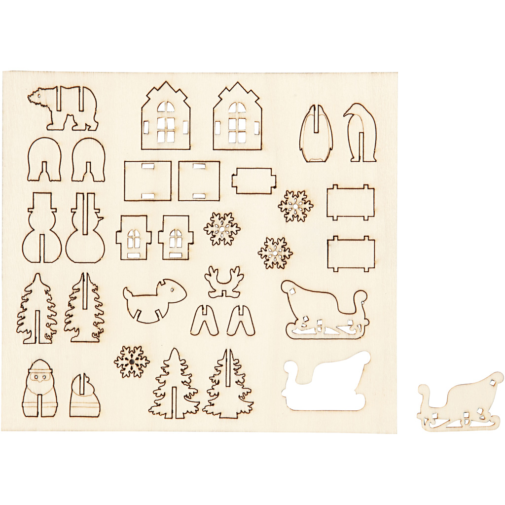 DIY Houten figuren, Kerst, L: 15,5 cm, B: 17 cm, 1 doos