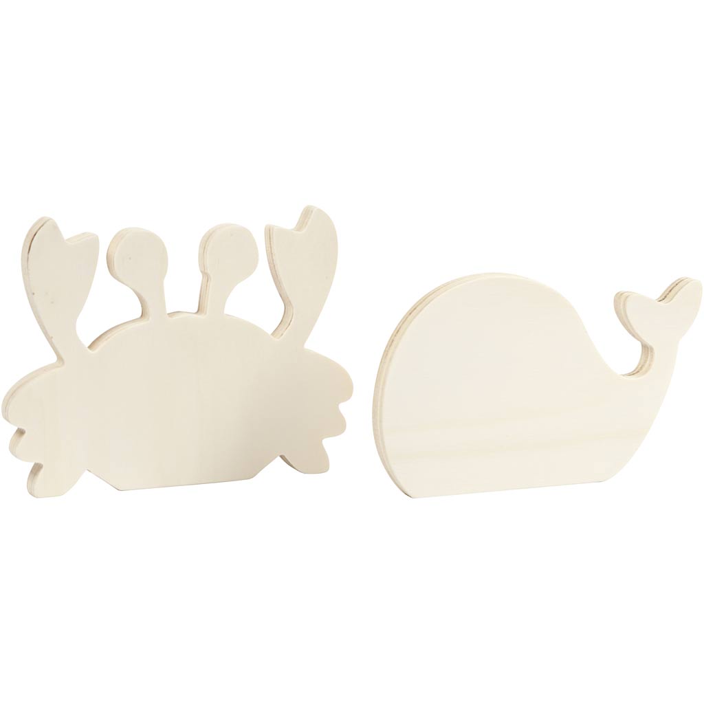 Waterwereld figuren, Krab en walvis, H: 9,5-12 cm, B: 16 cm, dikte 1,2 cm, 2 stuk/ 1 doos