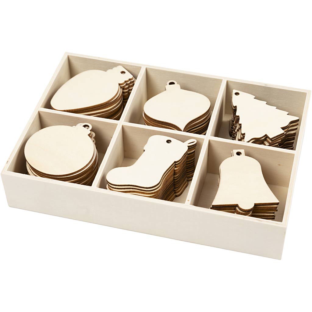 Houten Kerst Ornamenten 4-5 cm 90 stuks