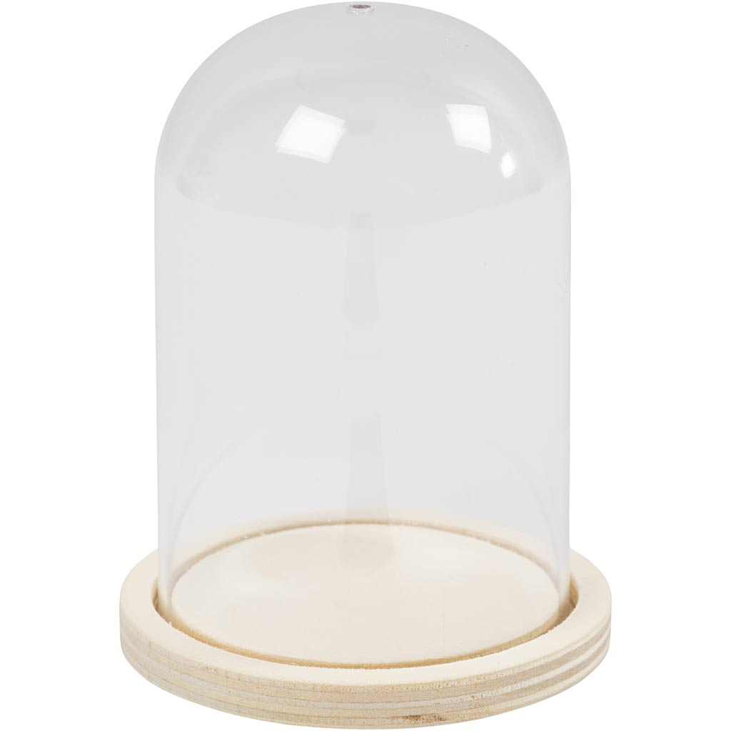 Klok op houten voet, H: 9,5 cm, d 6 cm, gatgrootte 3 mm, 10 stuk/ 1 doos