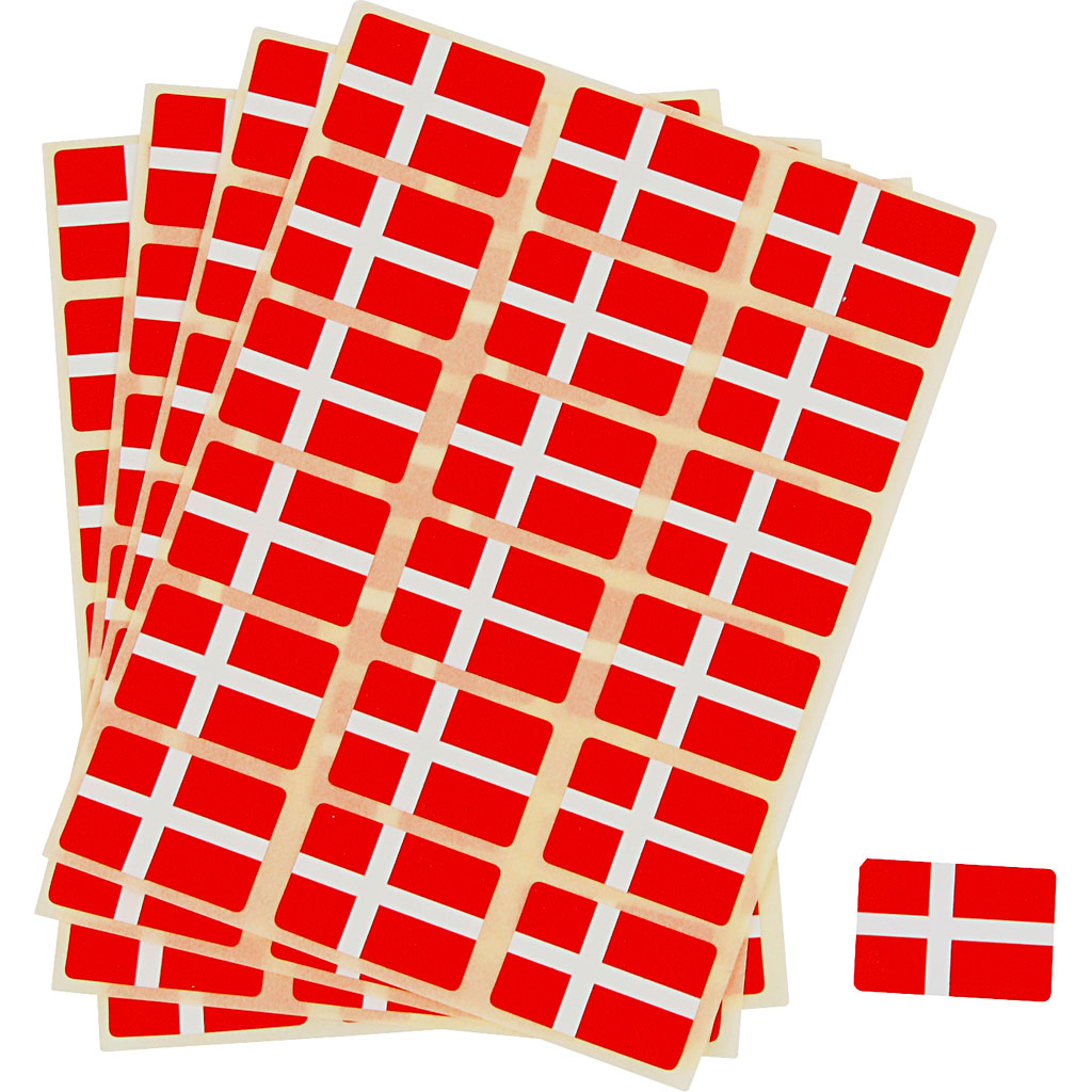 Creotime Stickers Denemarken 22 X 15 Mm Rood/wit 72 Stuks