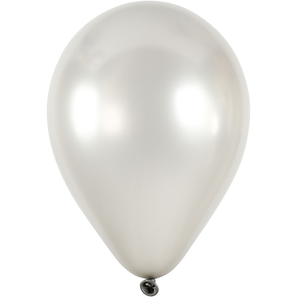 Balloner, runde, diam. 23 cm, sølv, 8 stk./ 1 pk.