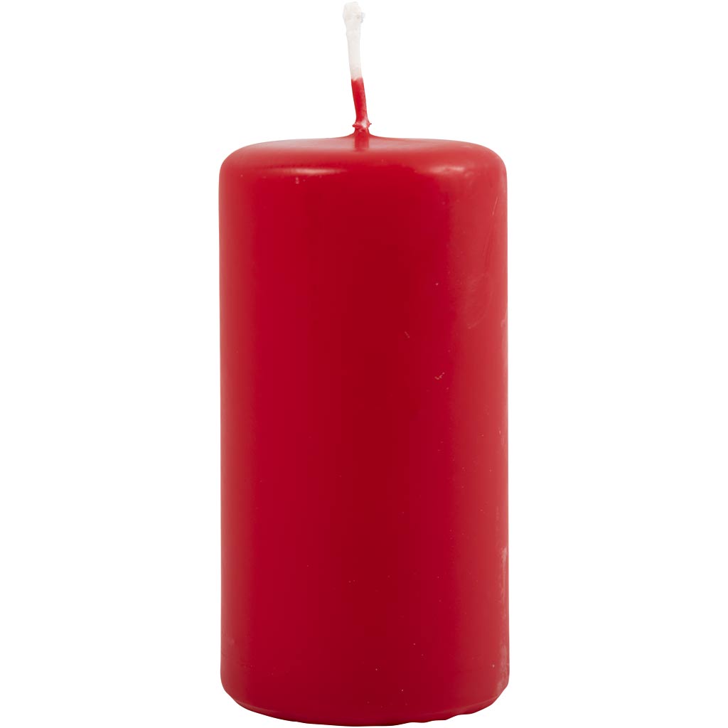 Kaarsen, H: 100 mm, d: 50 mm, rood, 6 stuk/ 1 doos