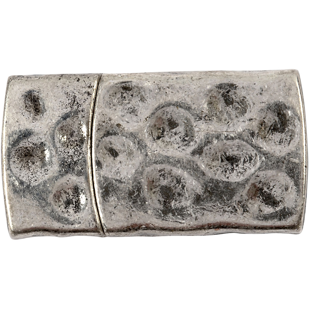 Magnetische sluiting, afm 7x29 mm, gatgrootte 3x10 mm, antiek zilver, 1 stuk