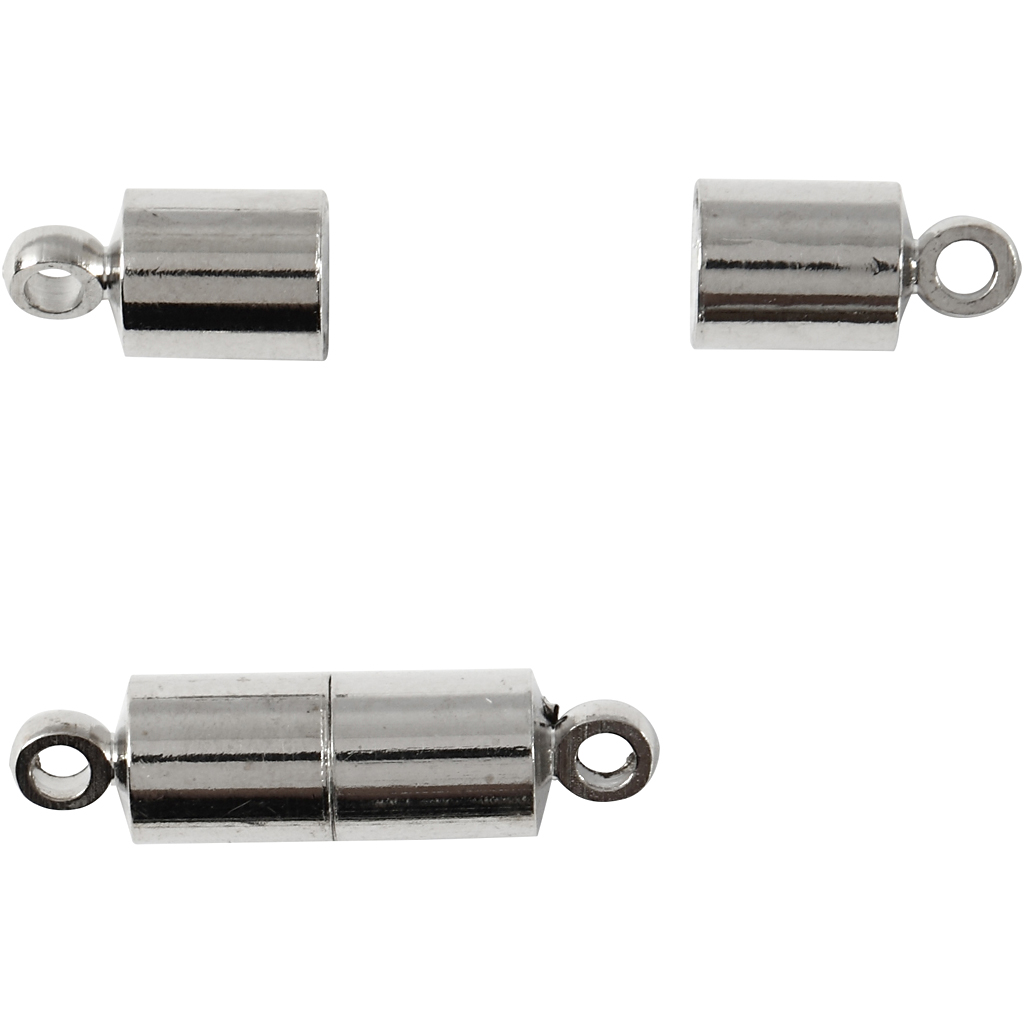 Magneetslot, d: 5 mm, l: 17 mm, verzilverd, 2stuks