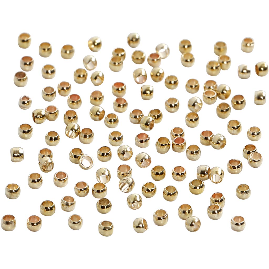 Knijpkralen 2 mm Goud 100 stuks