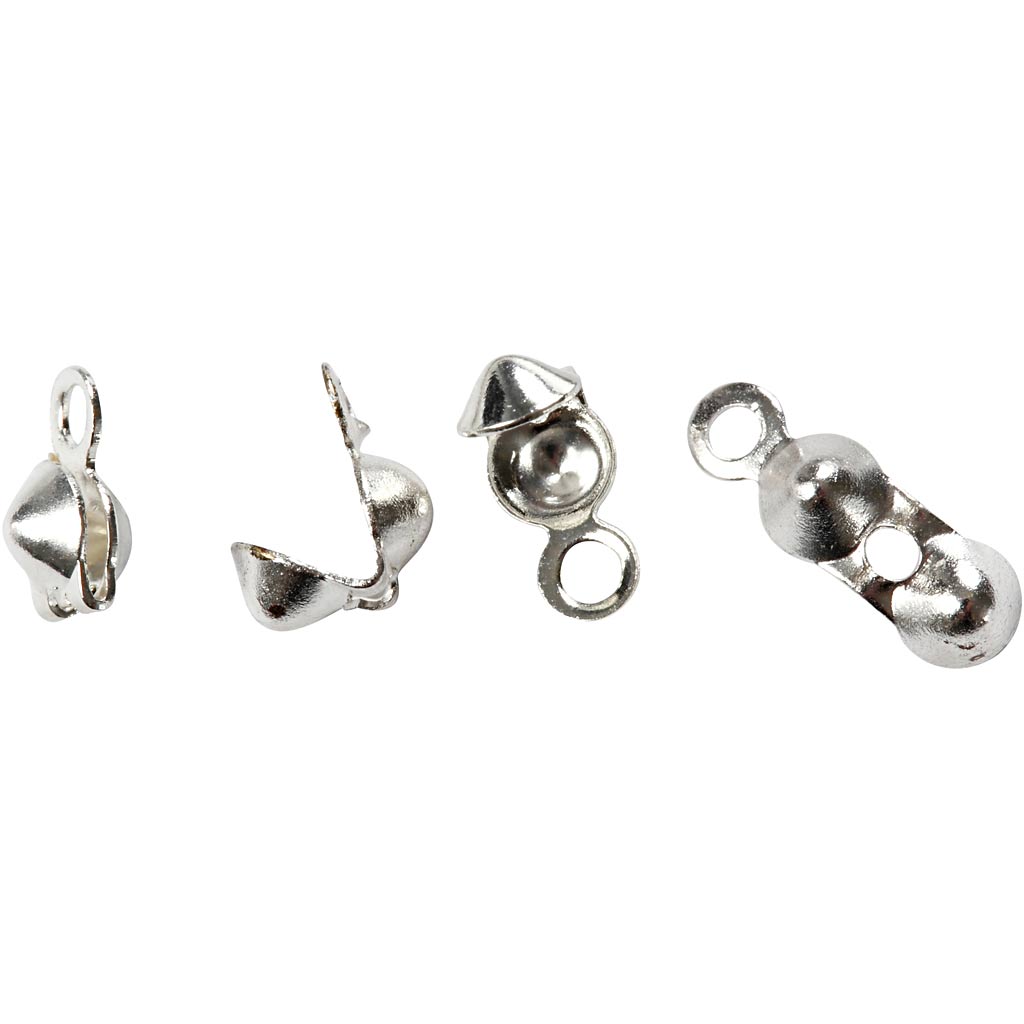 Kalot, L: 8 mm, d 3 mm, verzilverd, 100 stuk/ 1 doos