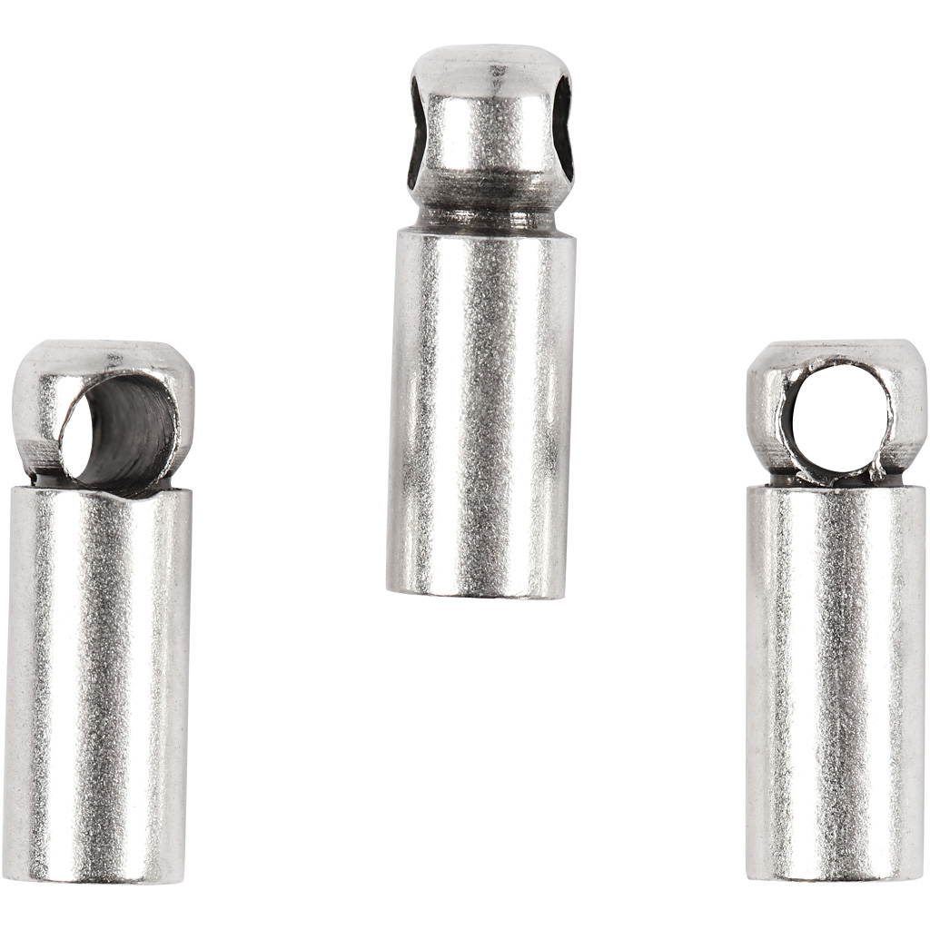 Eindkappen, L: 8 mm, d 2 mm, verzilverd, 10 stuk/ 1 doos