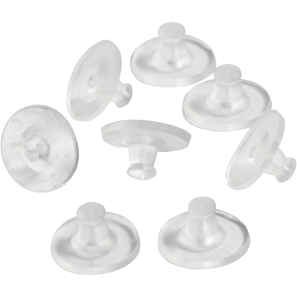 Oorbel achterkant, d 10 mm, transparant, 10 paar/ 1 doos