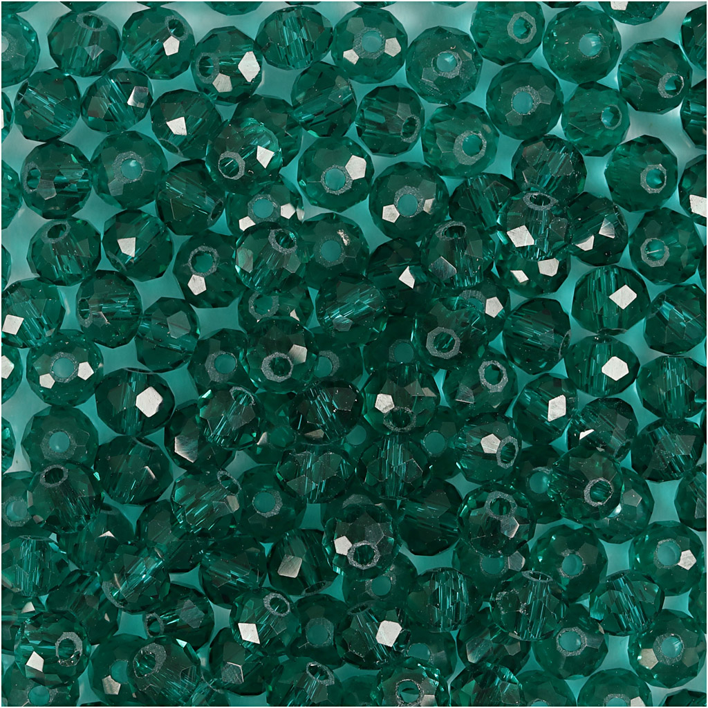 14: Facetperler - Str. 3x4 Mm - Hulstr. 0,8 Mm - Smaragdgrøn - 100 Stk.