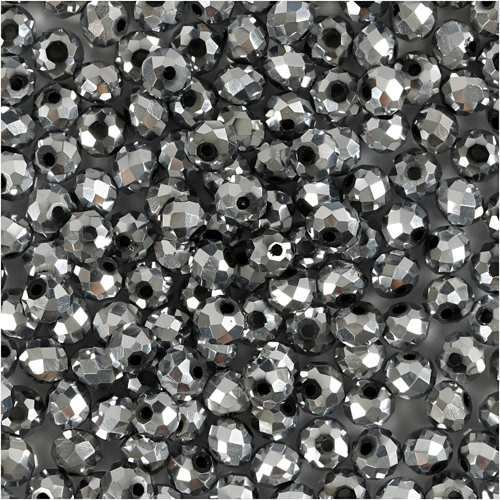 4: Facetperler - Str. 3x4 Mm - Hulstr. 0,8 Mm - Metallic Grå - 100 Stk.