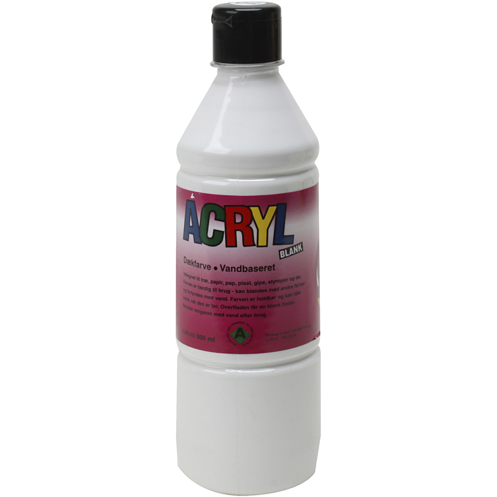 Acryl verf, wit, 500 ml/ 1 fles