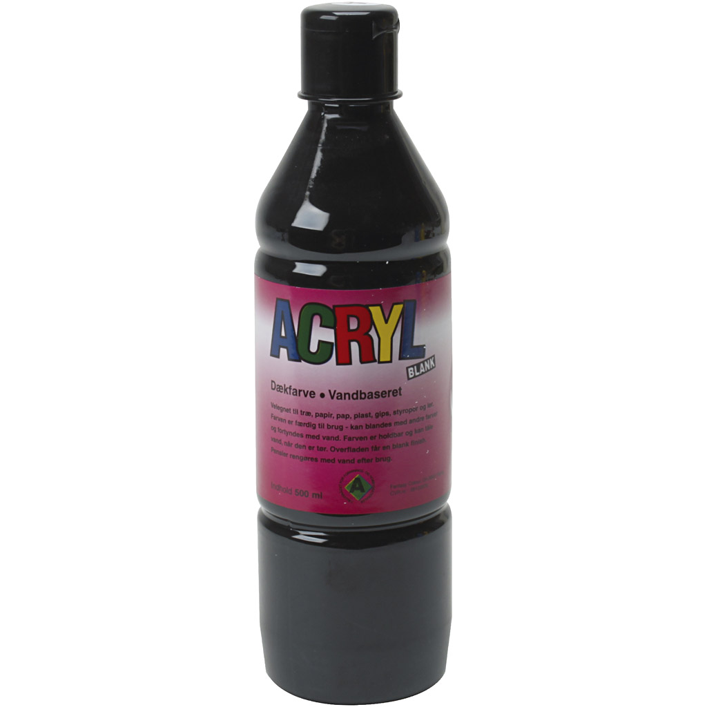 Acryl verf, zwart, 500 ml/ 1 fles