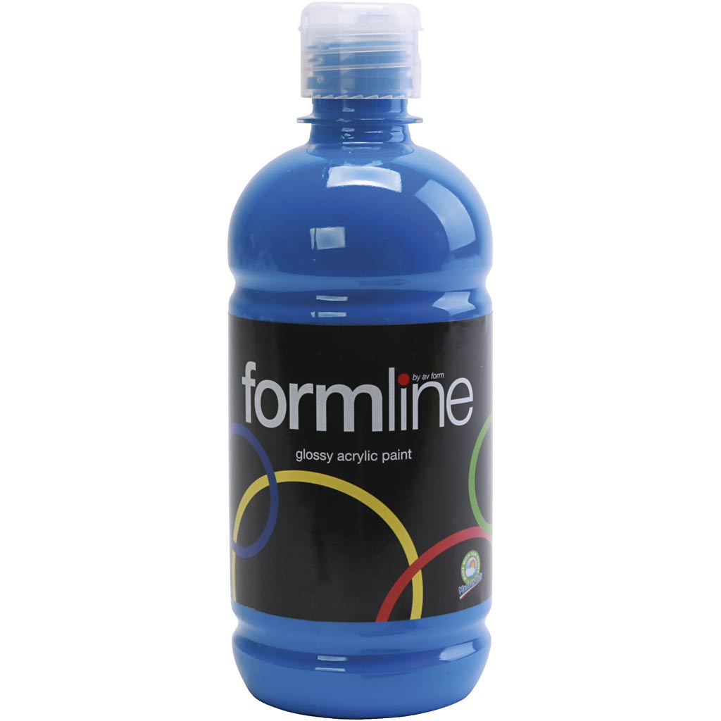Akryl maling, blank, primær blå, 500 ml/ 1 fl.