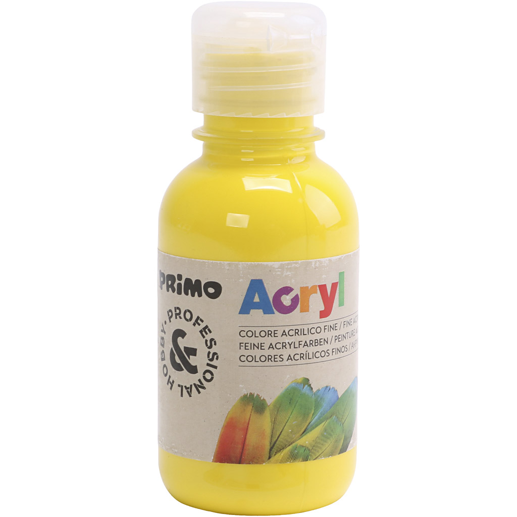 PRIMO luxe acrylverf, primair geel, 125 ml/ 1 fles