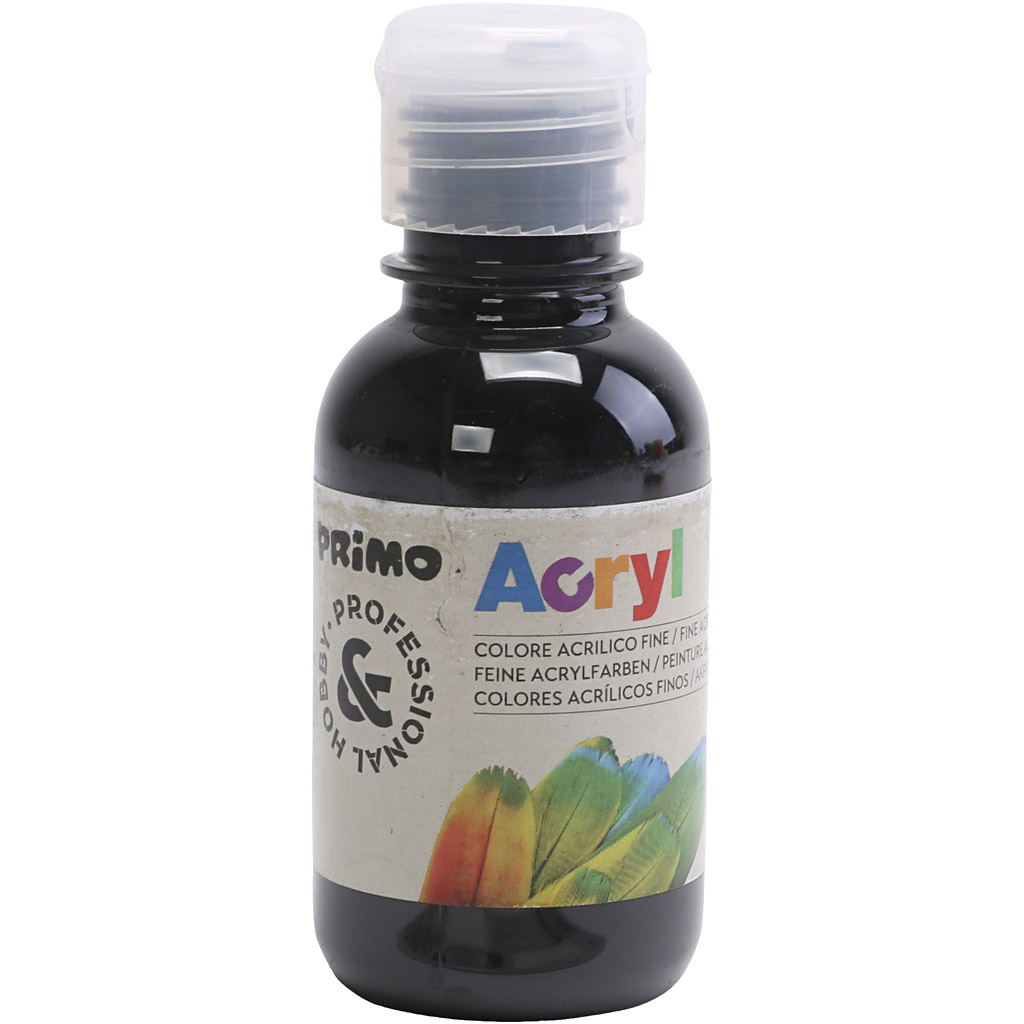 PRIMO luxe acrylverf, zwart, 125 ml/ 1 fles