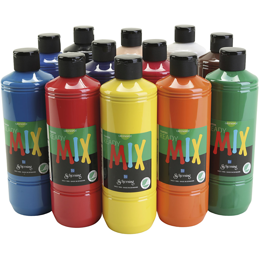 Plakkaatverf - Milieuvriendelijk - Diverse Kleuren - Matt - Greenspot - 12x500 ml