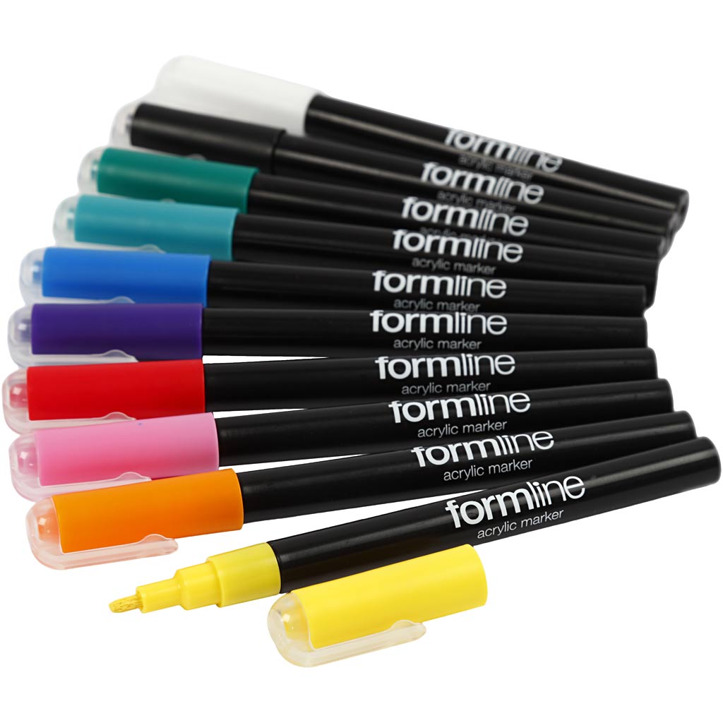 formline acrylstift, lijndikte 0,9-1,3 mm, diverse kleuren, 10 stuk/ 1 doos