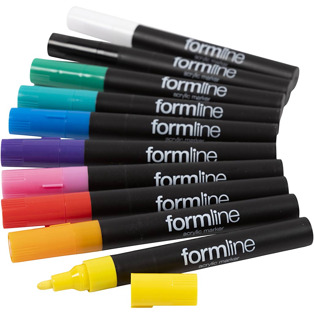 formline acrylstift, lijndikte 2.5 mm, diverse kleuren, 10 stuk/ 1 doos