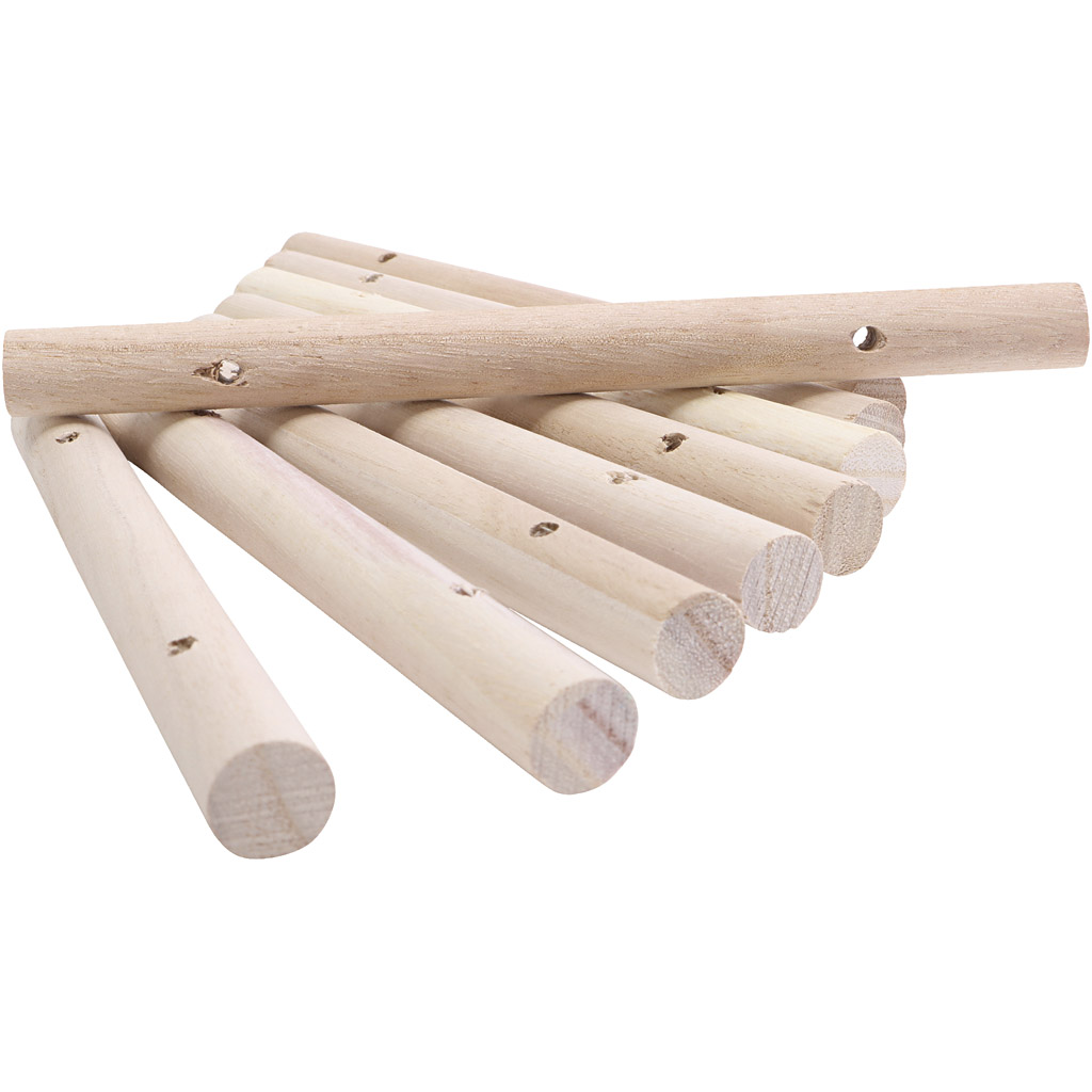 Træstave til bordskånere, diam. 14-15 mm, str. 18 cm, hulstr. 4 mm, 108 stk./ 1 pk.