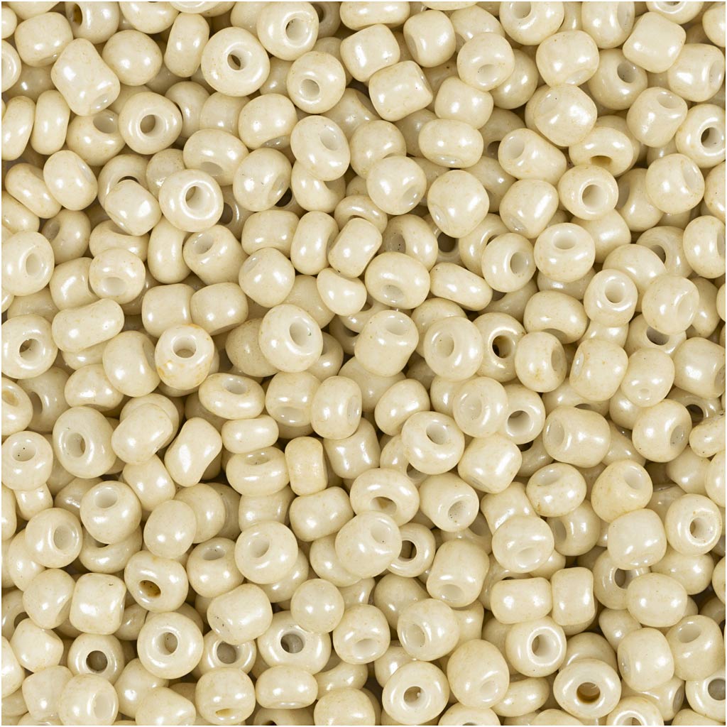 Rocailles, d 3 mm, afm 8/0 , gatgrootte 0,6-1,0 mm, off white, 25 gr/ 1 doos