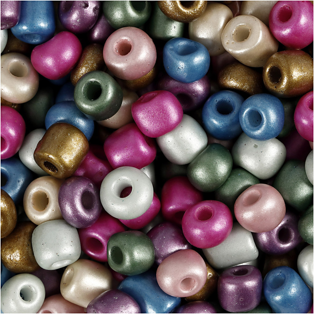 Rocaille mix, afm 4/0 , d: 5 mm, metallic kleuren, 130gr, gatgrootte 1,2 mm