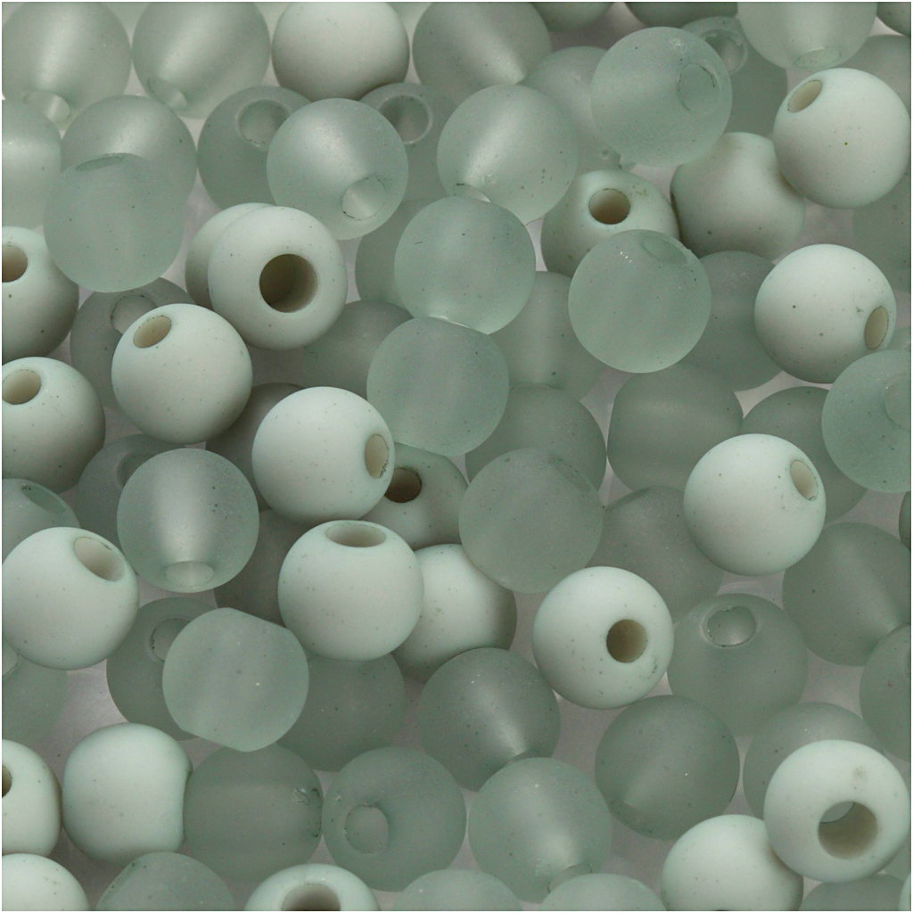 Plastic Kralen, d 6 mm, gatgrootte 2 mm, lichtgroen, 40 gr/ 1 doos