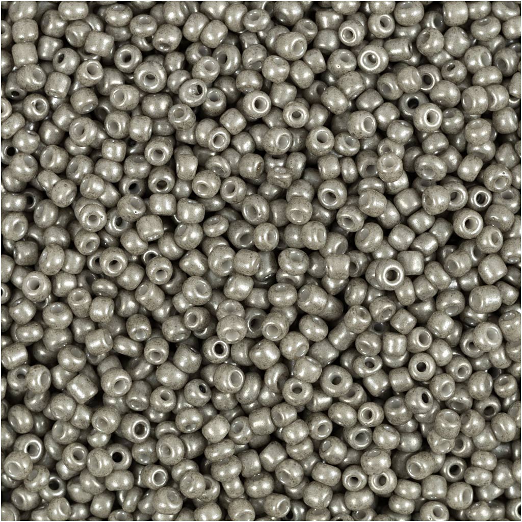 Rocailles, lichtgrijs, d 1,7 mm, afm 15/0 , gatgrootte 0,5-0,8 mm, 25 gr/ 1 doos