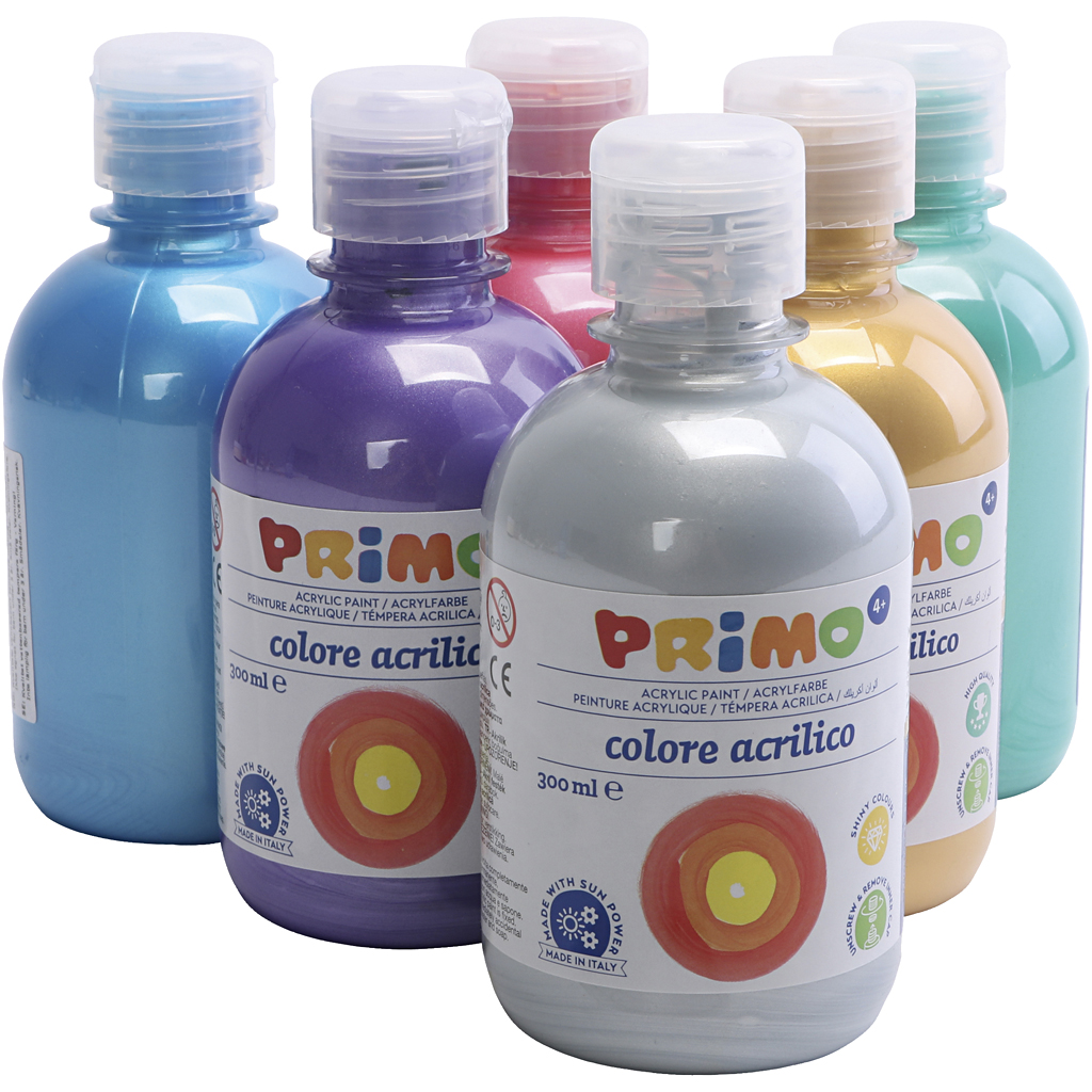 PRIMO metallic acrylverf, diverse kleuren, 6x500 ml/ 1 doos