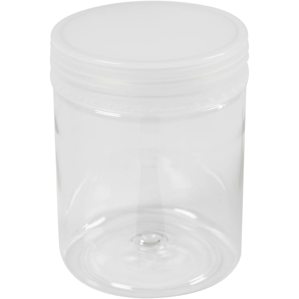 Plastic voorraadpotten, H: 9 cm, d 6,5 cm, 250 ml, 20 stuk/ 1 zak