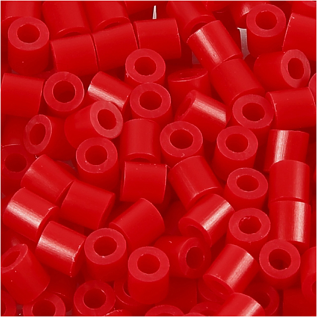 Strijkkralen, afm 5x5 mm, gatgrootte 2,5 mm, medium, rood (32231), 6000 stuk/ 1 doos