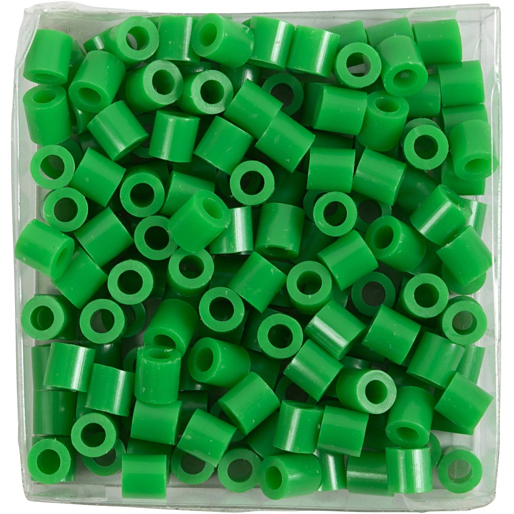 Strijkkralen, afm 5x5 mm, gatgrootte 2,5 mm, medium, groen (32230), 1100 stuk/ 1 doos