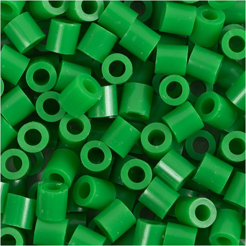 Strijkkralen, afm 5x5 mm, gatgrootte 2,5 mm, medium, groen (32230), 6000 stuk/ 1 doos