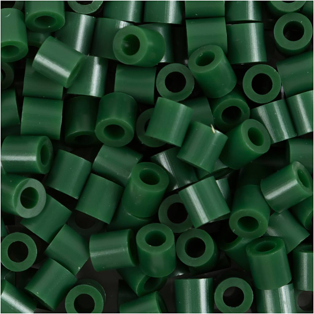 Strijkkralen, afm 5x5 mm, gatgrootte 2,5 mm, medium, groen (32255), 1100 stuk/ 1 doos
