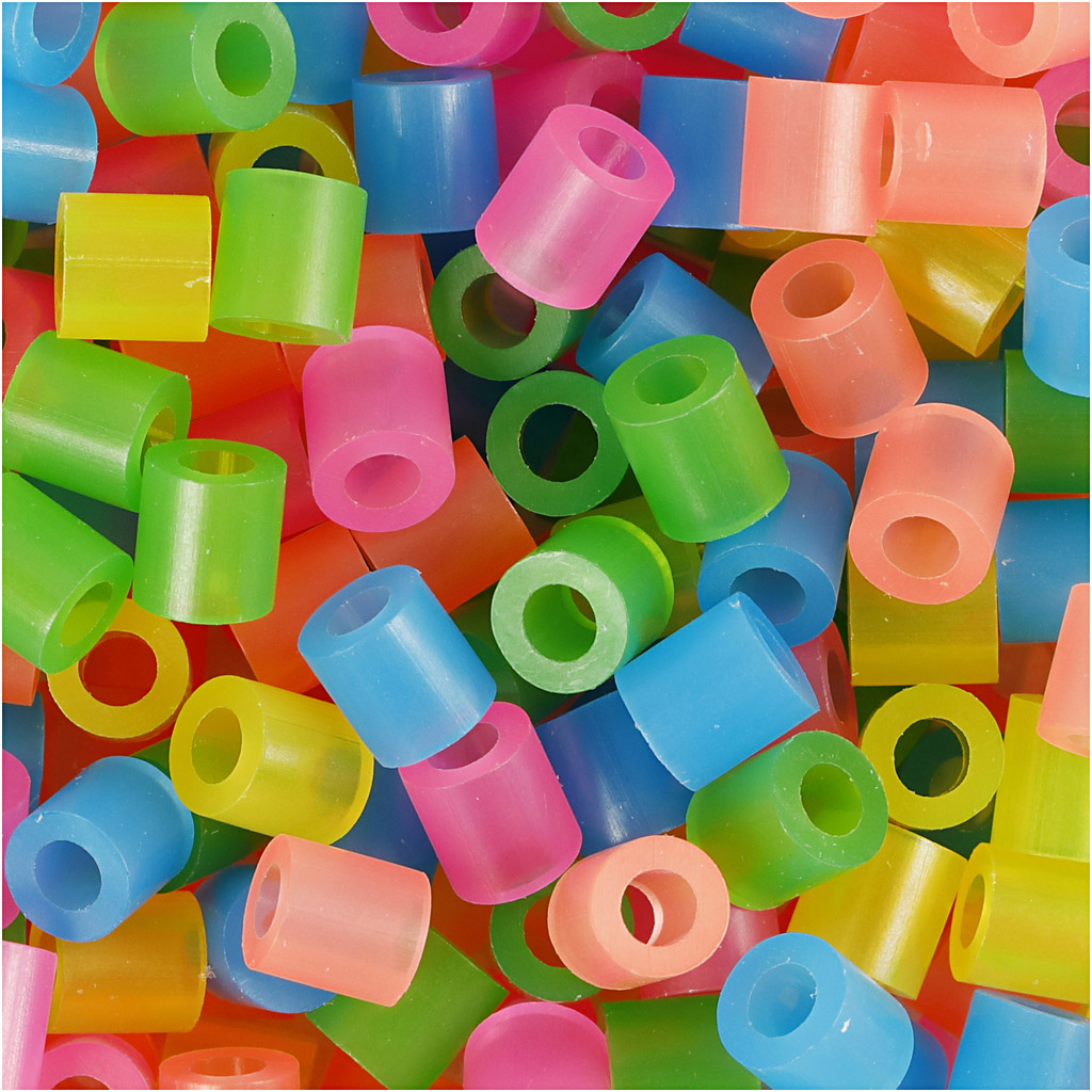 Strijkkralen, afm 5x5 mm, neon kleuren, medium, 20000 assorti