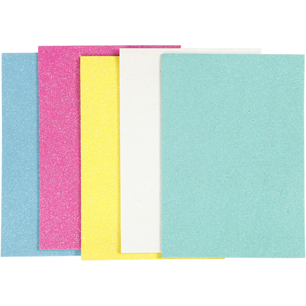 Mosgummi, A5, 148x210 mm, tykkelse 2 mm, ass. farver, 5 ark/ 1 pk.