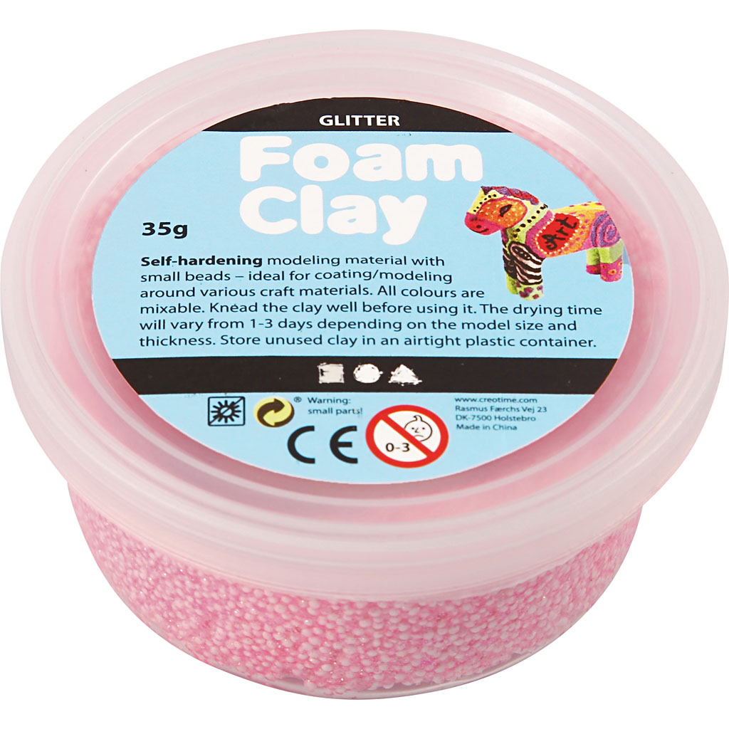 Foam Clay®, glitter, lichtrood, 35 gr/ 1 Doosje