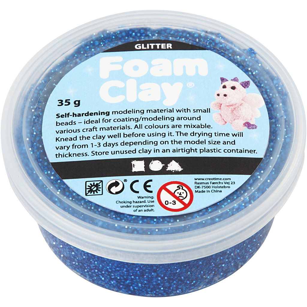 Foam Clay®, glitter, blauw, 35 gr/ 1 Doosje