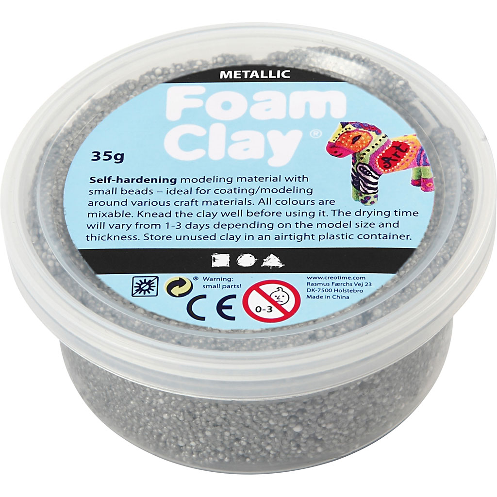 Foam Clay® , metallisk, sølv, 35g/ 1 boks