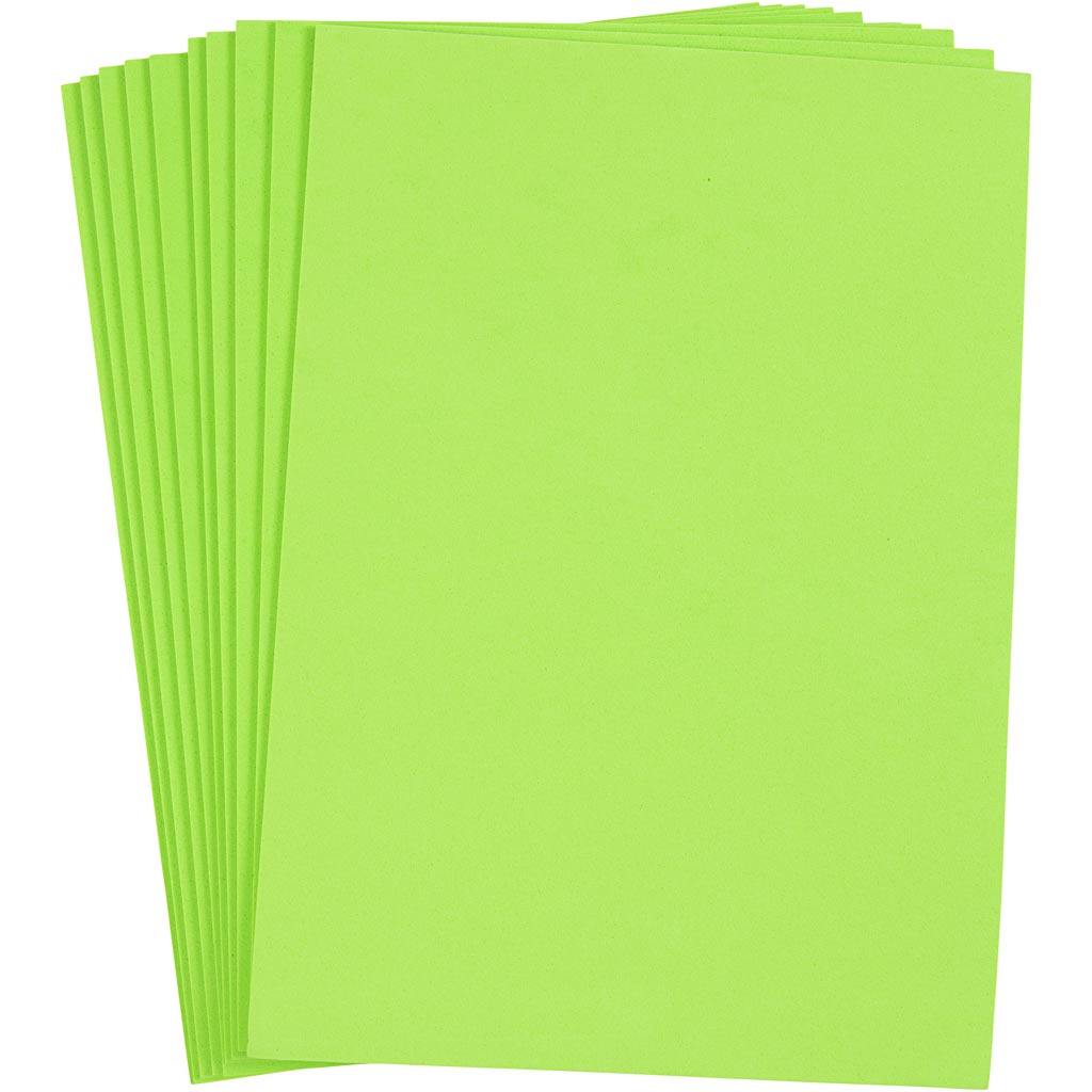 EVA Foam Vellen, A4 21x30 cm, dikte 2 mm, lichtgroen, 10vellen