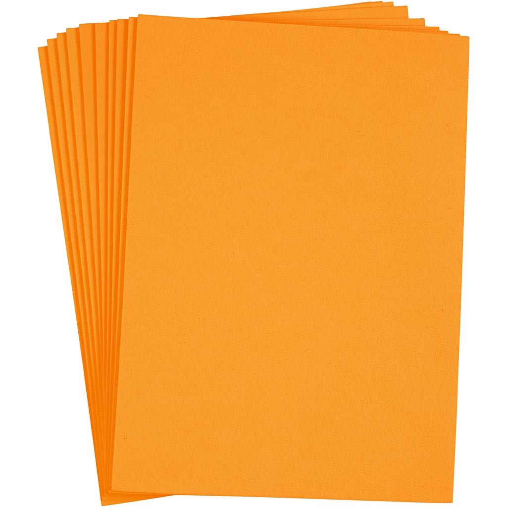 EVA-skum, A4, 210x297 mm, tykkelse 2 mm, orange, 10 ark/ 1 pk.